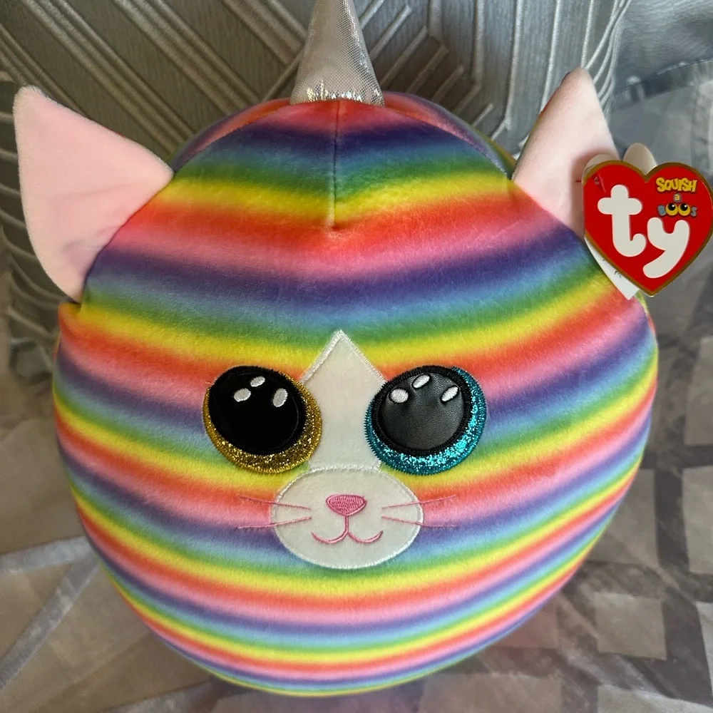Ty Squish-a-Boo Plush - “Heather” a Multicolor Striped Cat Plush